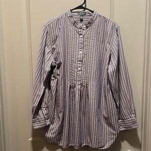 Lauren Ralph Lauren Jeans Co. Striped Cotton Popover Blouse | Size 1X Cotton